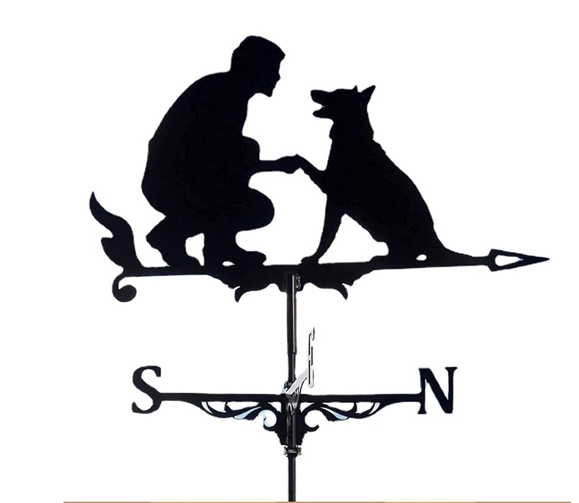 TAISK wind vane for roof - Character And Dog-black Hound Pattern Model Farm Weather Vane Character And Dog-black Hound Pattern Model Country House Weather Vane Farmhouse Weather Vane Roof Bracket