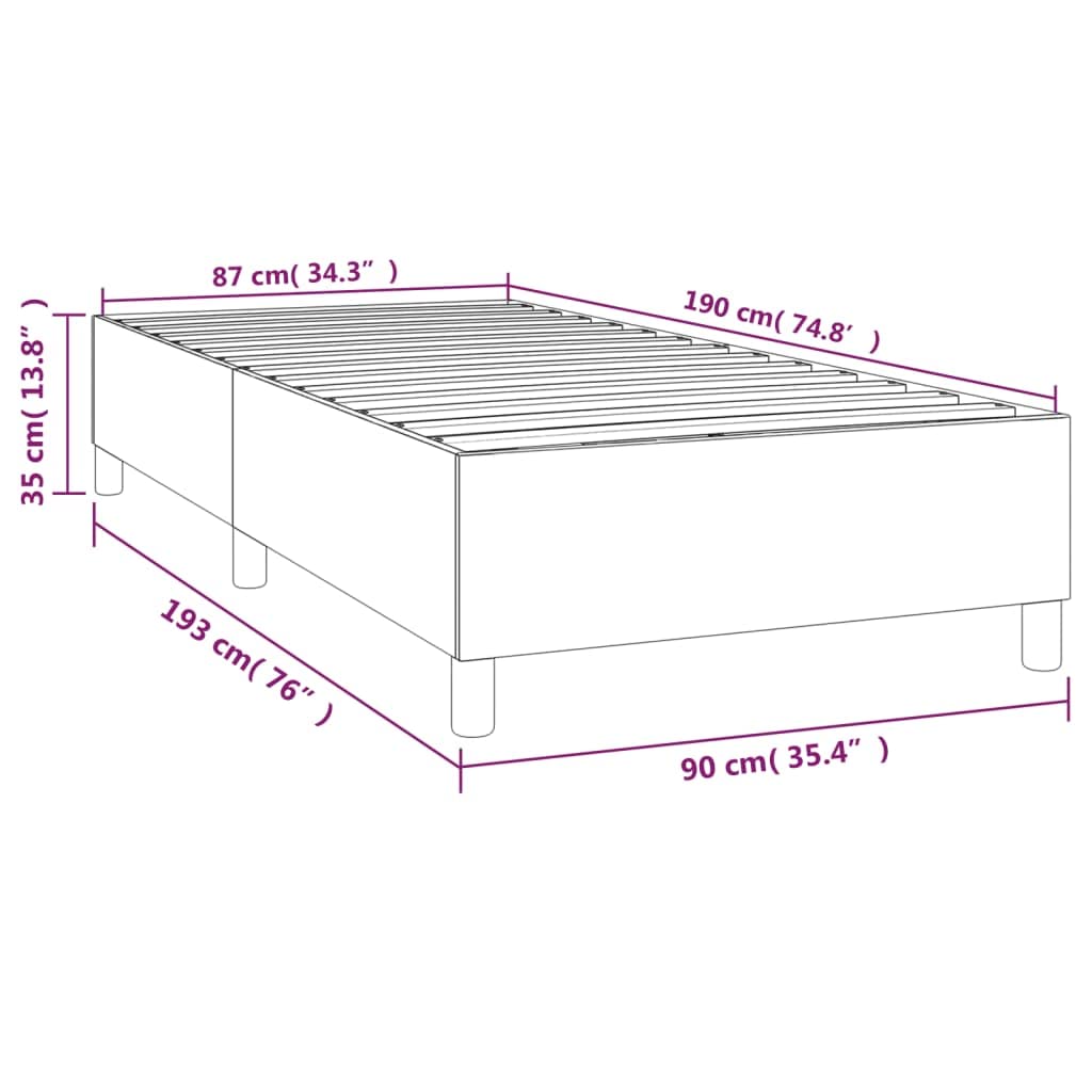 vidaXL Estructura de Cama con Somier, Somier Individual de Listones, Base de Cama Tapizada, Mueble para Dormitorio Hogar, Tela Azul 90x190 cm