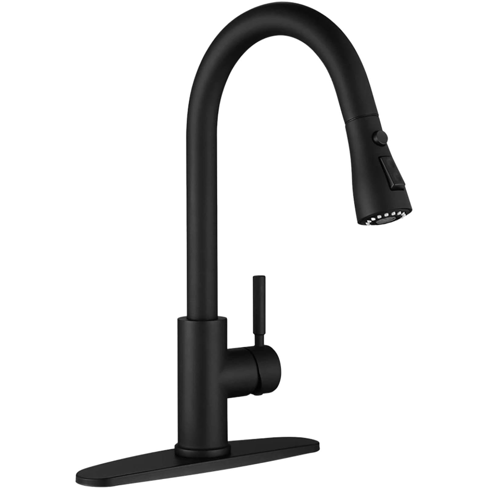 Mitigeur cuisine noir extractible 360° en acier inoxydable