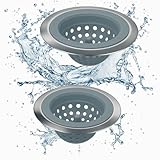 Mi hogar Silicone Sink Drain Strainer 2 Pack, 4.5' Wide Rim Kitchen Sink Strainer Basket, Flexible Silicone & Stainless Steel Drain Catcher for Food Hair, Stopper for Kitchen Bathroom Utility Sinks