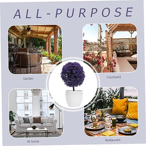 Cabilock 3pcs Plant Balls Decorative Fake Flowers with Vase Small Fake Plant Mini Fake Plants Fake Bonsai Plant Faux Artificial Plants Small Plants for Decoration Outdoor Cherry Snowball