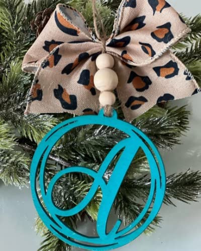 Car mirror charm Initial car accessories Monogram car charm with Leopard Burlap Black White Red Black Cow Paws — view 3