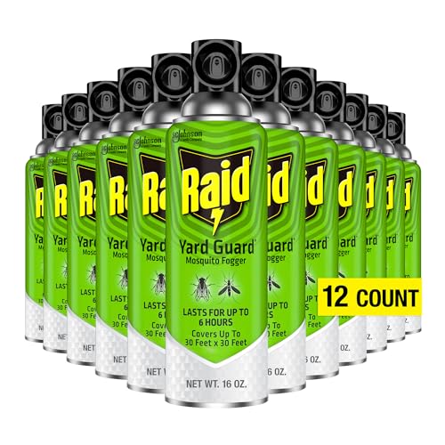 Image of Raid Yard Guard Mosquito Fogger for Outdoor Yard Patio Deck and Garden Mosquito Control Aerosol Spray 16 Ounce (Pack of 12)