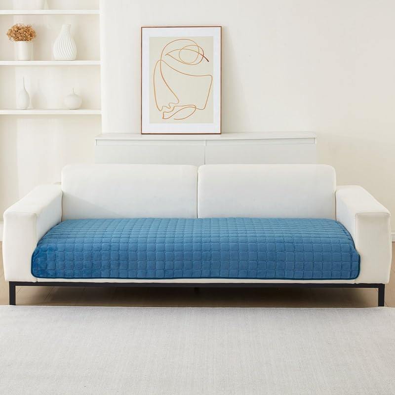 Miniatura 7 de TOPCHANCES Funda de sofá modular, antideslizante, gruesa, de terciopelo, de felpa, para sofá y respaldo, para sala de estar, mascotas, niños,