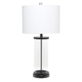 LT3323-BLK Modern Coastal Style Enclosed Clear Glass Metal Table Lamp, Black