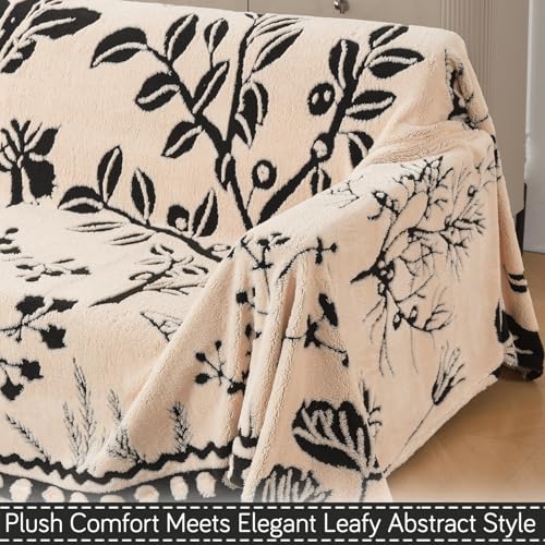Image of HOKIPO Luxury Plush Sofa Cover Throw for 2 Seater Sofa | Soft Sofa Throw for Complete Sofa Protection, 'Noirea Series' Butterfly Garden (180x250 cm) (AR-6652-D7)