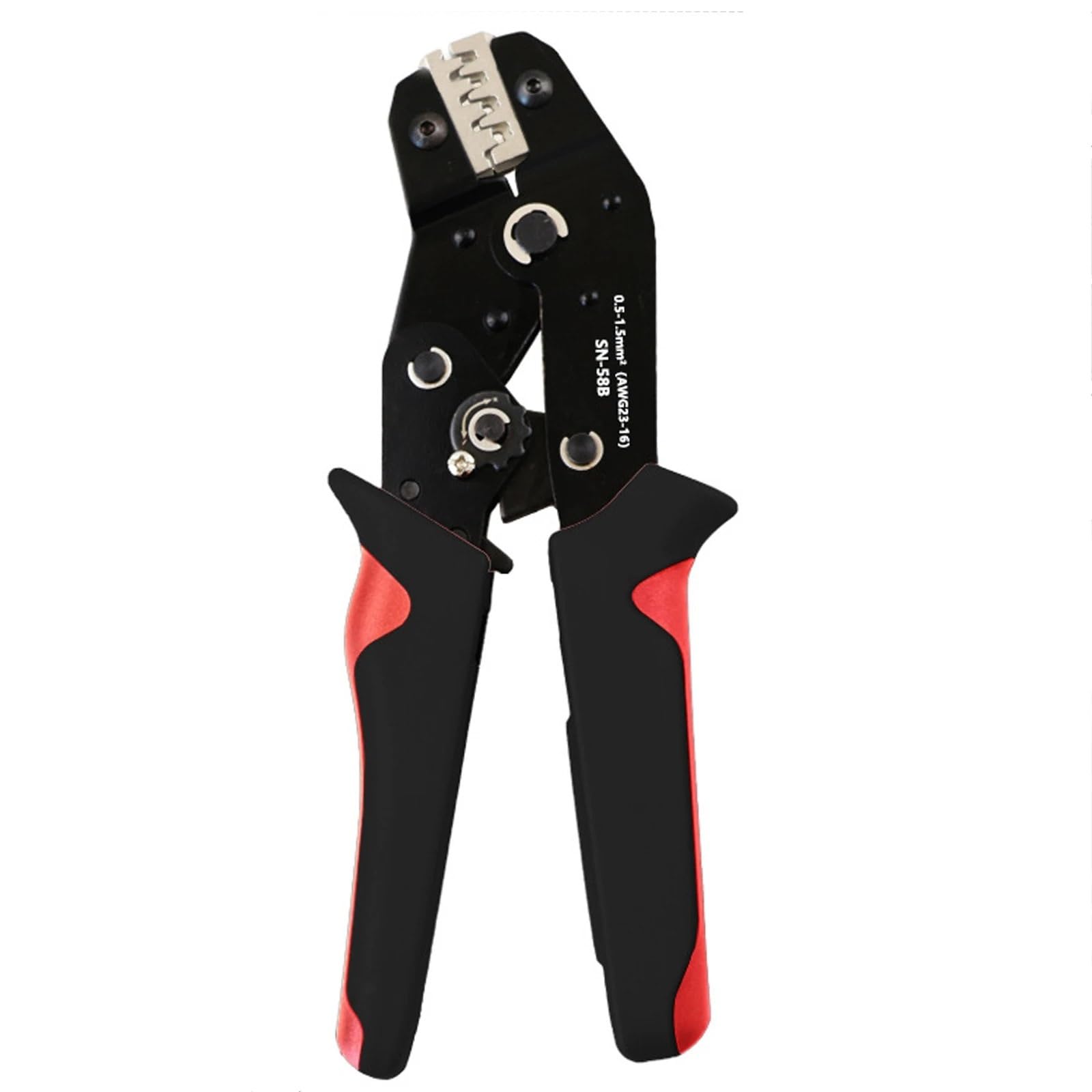 Alicates de crimpado hidráulicos, SN58B Molex JST TE para terminales y pines EPC PCIE SATA, herramienta de crimpado de trinquete automática de 0,25-1,5 mm² para cobre y aluminio (negro y rojo)