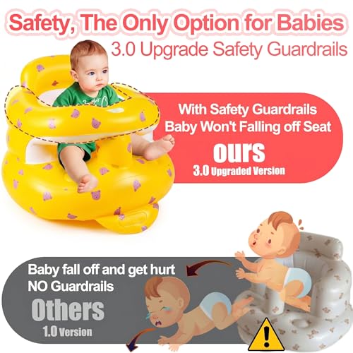 Image of Upgraded Inflatable Baby Seat with Safety Clip to Chair Leg & Front Bumper Anti-Fall Design, Sit Me Up Floor Seat for Baby Chair Sit Me Up, Blow Up Baby Chair for Babies 3-36 Months Built in Air Pump