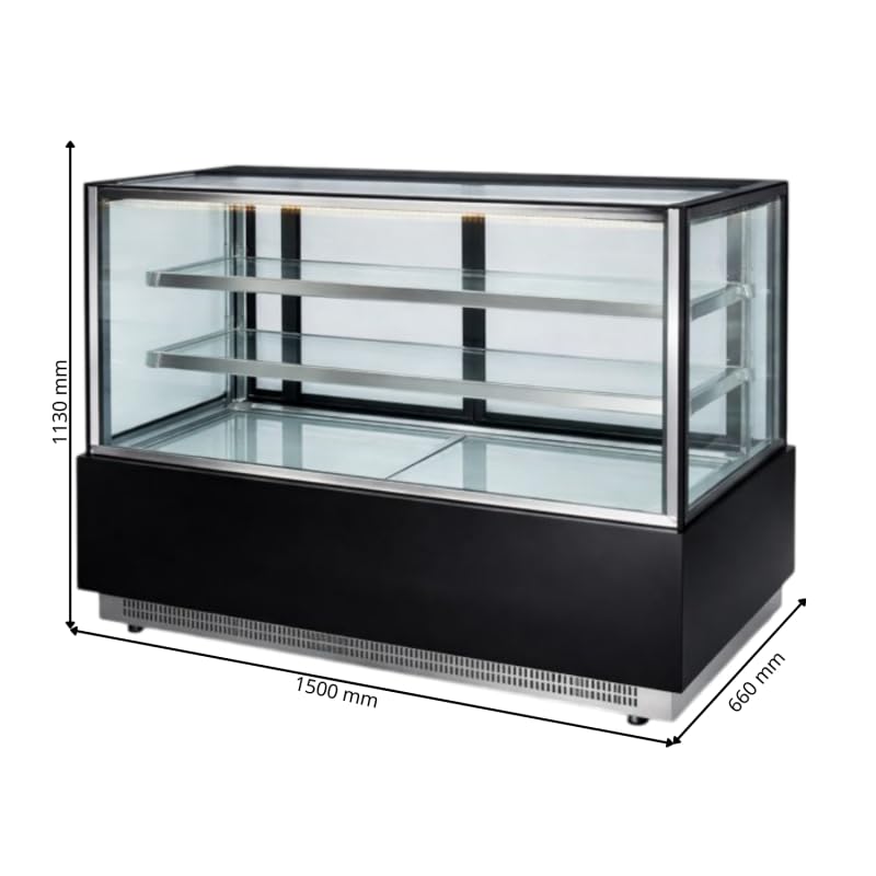 Vetrina refrigerata Kuby 1500 - 2 ripiani - 560L - LED - +2°C/+8°C - Porte scorrevoli