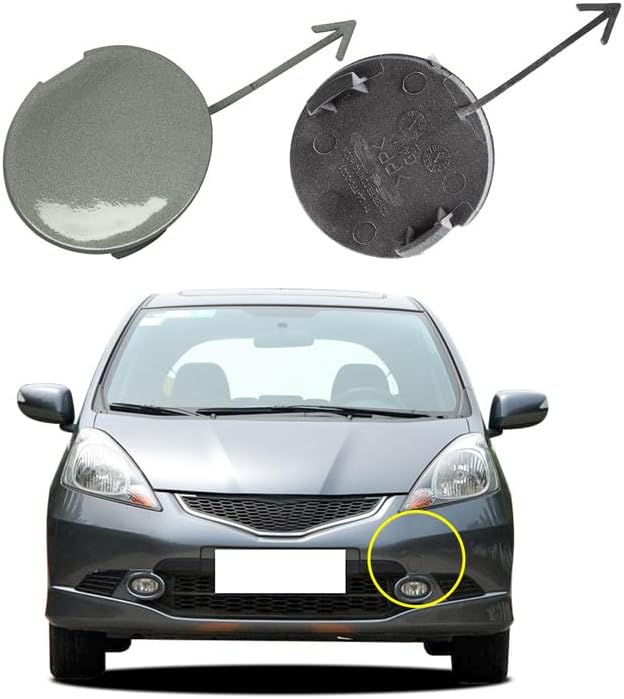 Car Front Bumper Tow Hook Cover Compatible with Honda Jazz Fit GE6 GE8 2008 2009 2010 2011 Trailer Cover Cap 71104-TF0-000 71104TF0000 Small Lid Towing Eye Cap Pure Black Left Driver Side