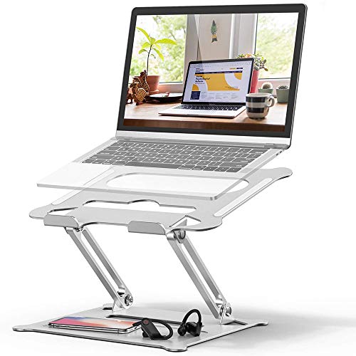 Adjustable Laptop Stand, FYSMY Ergonomic Portable Computer Stand with Heat-Vent to Elevate Laptop, 13 Lbs Heavy Duty Laptop Holder Compatible with MacBook, Air, Pro All Laptops (Silver)