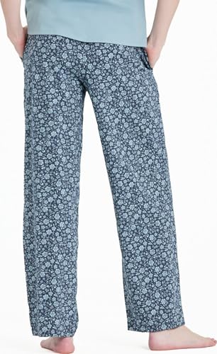 Life is Good. Women's Floral Paw Pattern Snuggle Up Sleep Pant, Darkest Blue2