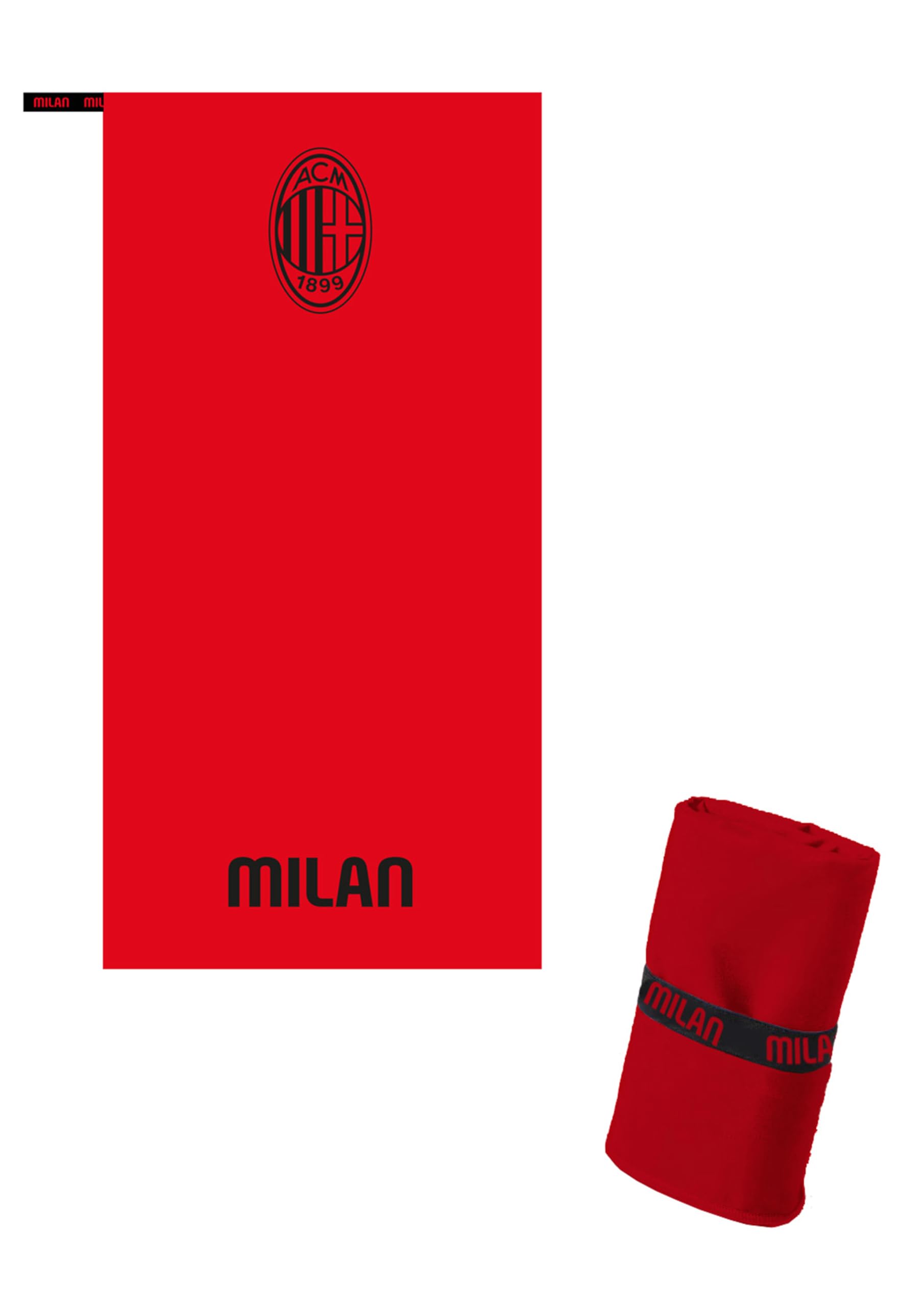 hermet Telo in Microfibra 80x160 cm AC Milan – Asciugamano Ufficiale Rossonero per Mare, Piscina, Palestra e Viaggio con Fascetta Elastica, Leggero e Asciugatura Rapida - 2