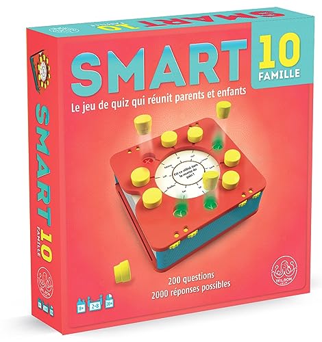 Wilson Juegos | Smart 10 Familia Versión Francesa | Juego de Quiz Fun y Compact | Juego de Quiz Nómada para 2 a 8 Jugadores a Partir de 7 Años| Juego de Cuestionarios con 100 Cartas Preguntas