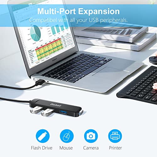 Hub USB,Beikell 4 Porte Hub USB 3.0 Ultra Sottile Alta Velocitàper per Macbook,Mac Pro/Mini,iMac,Surface Pro,XPS,Unità flash USB,PC Notebook,Laptop,HDD Mobile,ecc