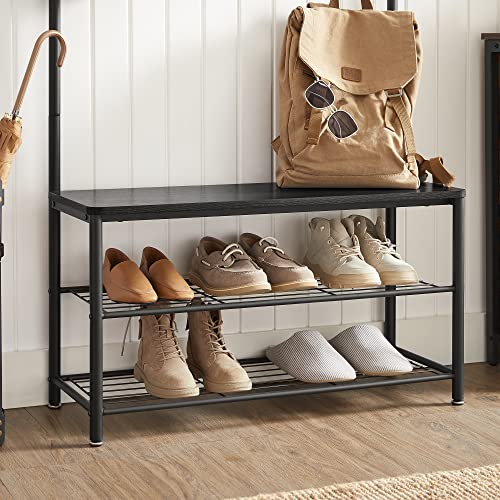 ACAZA XL Garderoberek met Schoenenbank, Kapstok en Schoenenrek, 11 Haken, Zwart - Image 5