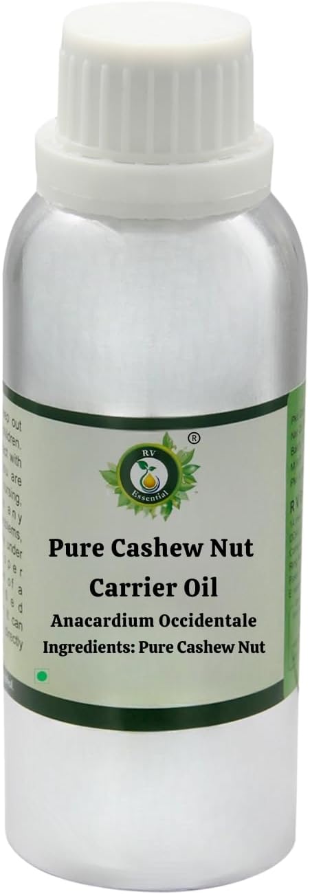 R V Essential Pure Cashew Nut Carrier Oil 300ml (10oz)- Anacardium Occidentale (100% Pure and Natural Cold Pressed)