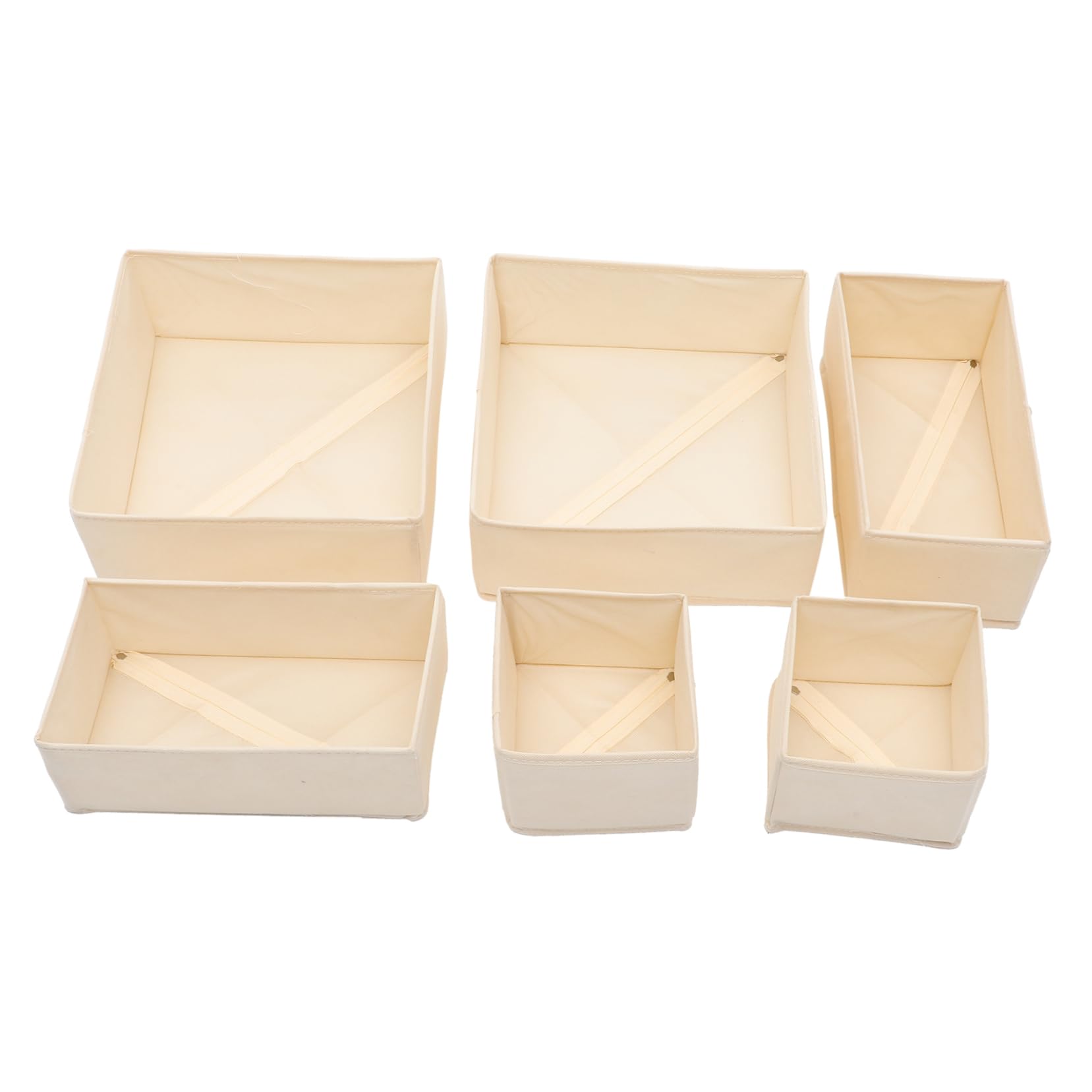 6 Stück Unterwäschebox in Beige mit Pp Platte und Reißverschluss