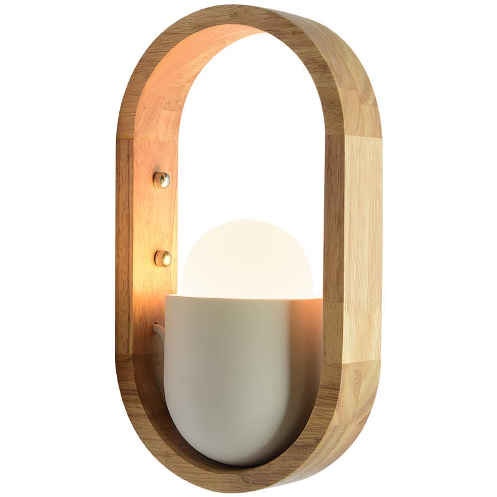 1-Light Nordic Creativity Log Wood Wall Light Modern Simplicity Solid Wood Metal Bedroom Bedside Wall Lamp Living Room Study Corridor Aisle E27 Decoration Wall Sconce