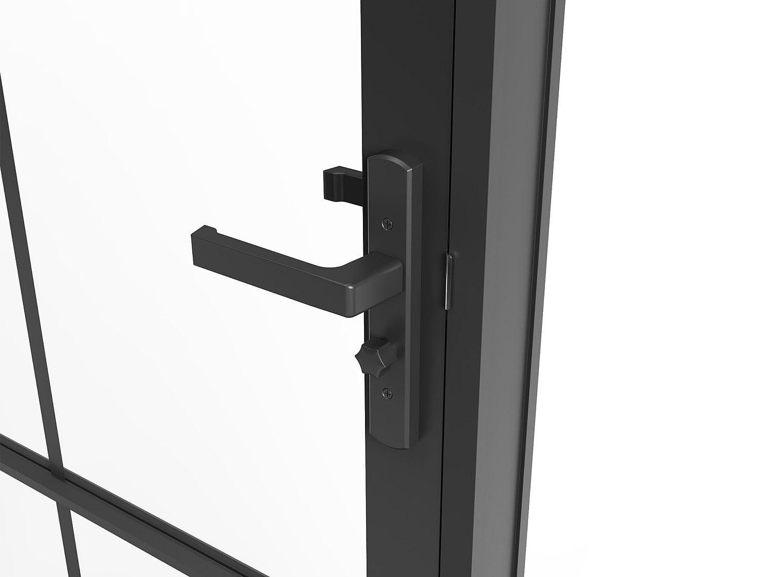 Vente-unique - Cerradura de puerta reversible H204 x L73 cm de aluminio y vidrio templado - SEROTO
