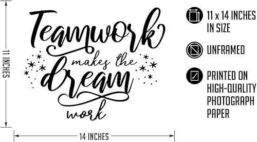Miniatura 3 de Govivo Teamwork Makes The Dream Work - Impresión artística de pared con cita motivacional, impresión de decoración de pared, póster o lienzo para