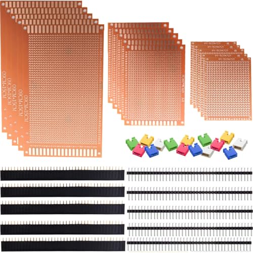 RUNCCI-YUN 5x7cm & 7x9cm & 9x15cm Placa de Circuito Impreso Prototipo de un Solo Lado,Placa PCB Perforada, Soldadura DIY Prototype Board PCB Stripboard Breadboard Test for Electronics Experiments