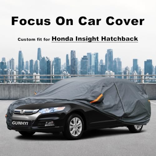 Image of GUNHYI Premium Car Cover Custom Fit Honda Insight Hatchback(2009-2014), 16 Layers Heavy Duty Car Cover Waterproof All Weather with Zipper Door for Sun Rain Snow Dust Uv Protection