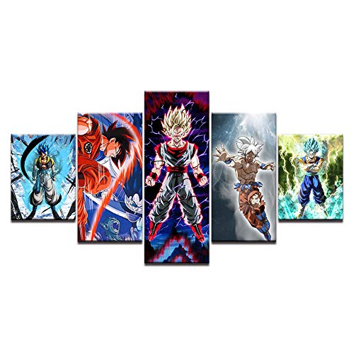 Cuadro En Lienzo Decoracion 5 Piezas Hd Imagen Impresiones En Lienzo Animation Posters Dragon Ball...