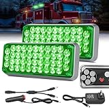 Nilight 2PCS 42LED Green Wireless Magnetic Strobe Lights Portable Warning Hazard Light Surface Mount Waterproof 5 Patterns for 12V 24V Cars Trucks Van Off Road Vehicles ATV