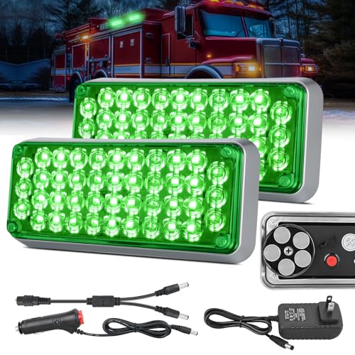 Nilight 2PCS 42LED Green Wireless Magnetic Strobe Lights Portable Warning Hazard Light Surface Mount Waterproof 5 Patterns for 12V 24V Cars Trucks Van Off Road Vehicles ATV