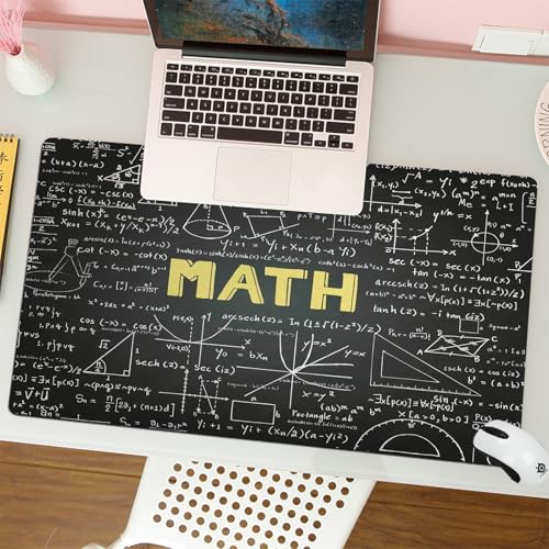QRFASFZO Alfombrilla Ratón,XXL 80x30 cm Mouse Pad Grande Gaming, Alfombrilla Antideslizante,Tapete Escritorio con Bordes Cosidos,Fórmulas matemáticas Dibujadas a Mano en Pizarra para Fondo, Pancarta,