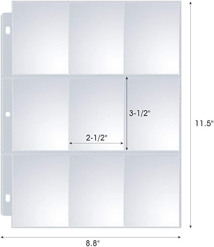 Miniatura 6 de Paquete de 120 protectores de páginas de 9 bolsillos, fundas para cartas coleccionables Sooez para carpeta de 3 anillas, soporte para cartas de