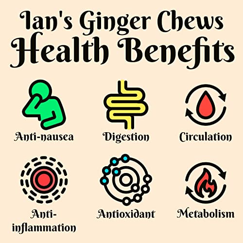 Ginger Chews (4Oz) - Ginger Candy - Crystallized Ginger Root - Candied Ginger For Nausea - 100% Made In The Usa From Ian's & Old Town Spice #TOP2