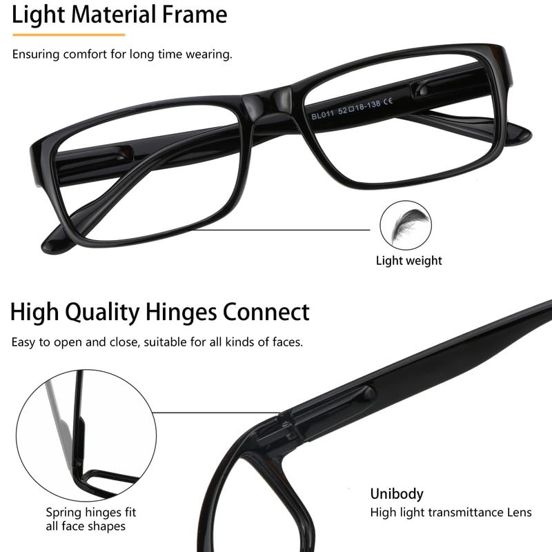 Image of 4 Pack Reading Glasses, Blue Light Blocking Computer Reading Glasses for Women and Men, Lightweight Readers(Black,+4.50 Magnification)