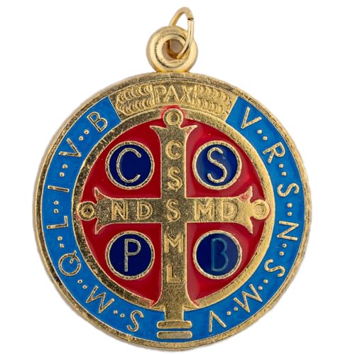 Gold-Tone Saint Benedict Medal | Shiny | Patron Saint of Students and Europe | Religious Medallion for Jewelry and Home | Catholic Gift for First Holy Communion and Confirmation3