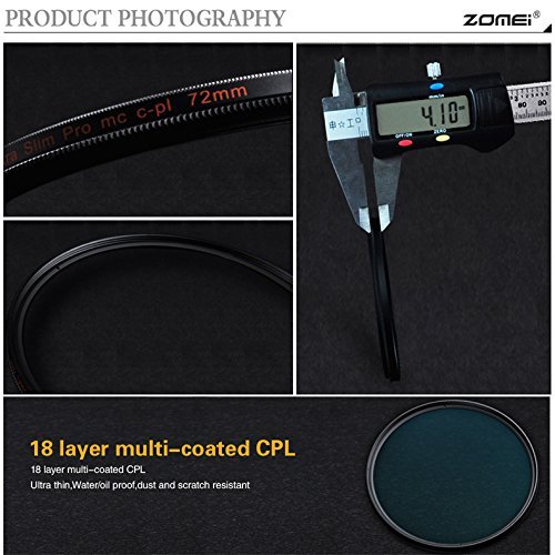 Zomei 72mm HD 18 Layer Super Slim Multi-Coated Circular Polarizer CIR-PL CPL Lens Filter - Image 4