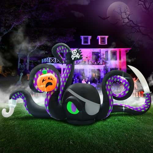 Aufblasbarer Halloween-Oktopus mit Kürbis und LED – Produktansicht 1