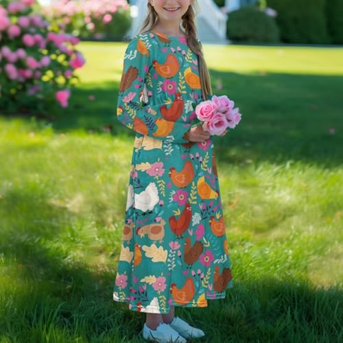 Upetstory Long Sleeve Maxi Dress for Girls Holiday Dresses with Pocket 5-14 Year3