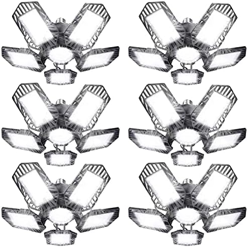 6 Pack LED Storage Lights,160W Deformable Storage Lights 16000Lumens Adjustable LED Storage Lighting,E26 Tremendous Brilliant LED Storage Mild 6000k Nature Mild for Storage,Workplace,Warehouse