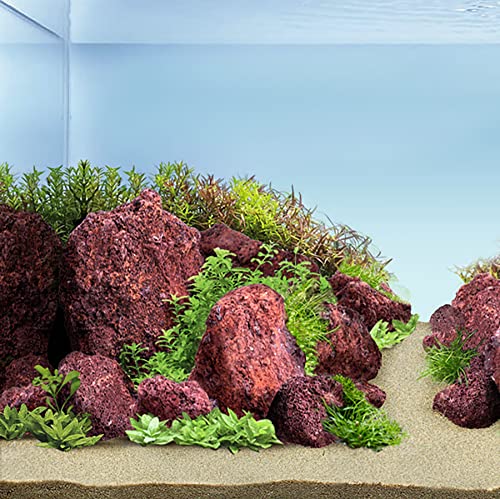 Image of LANDEN Red Lava Stones (16lbs,3~10inch,11pcs) Aquarium Rock for Aquascaping Terrariums, Paludariums,Vivariums, Reptile and Amphibian Enclosures, Fish Tank Decoration Landscape Stone