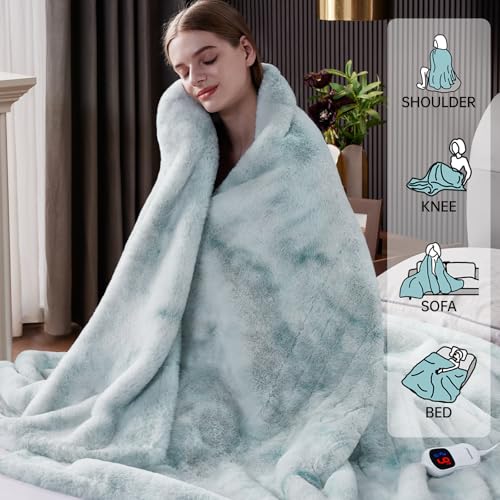 Guohaoi Heated Blanket, Soft Faux Rabbit Fur Electric Throw, 84"×90" - image 4