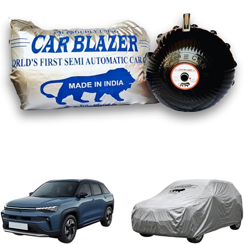 Image of CARBLAZER Portable & Semi-Automatic Full Body Car Covers: Heavy Duty Device| Anti-Theft| Dust & Scratch Proof | Water & Wind Resistant|Custom Fit| Dual-Side Cover, Compatible for Maruti Victoris