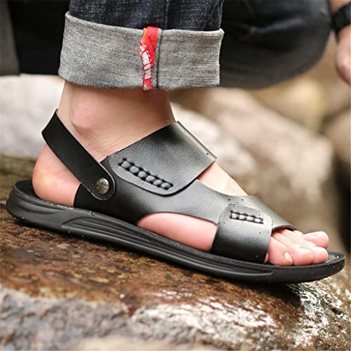YMGSCC Men Sandals Comfortable Men Shoes Leather Sandals Big Size Soft Sandals Men Comfortable Men Shoes Footwear(White-Patch Five-Pointed star4,7) - Image 3