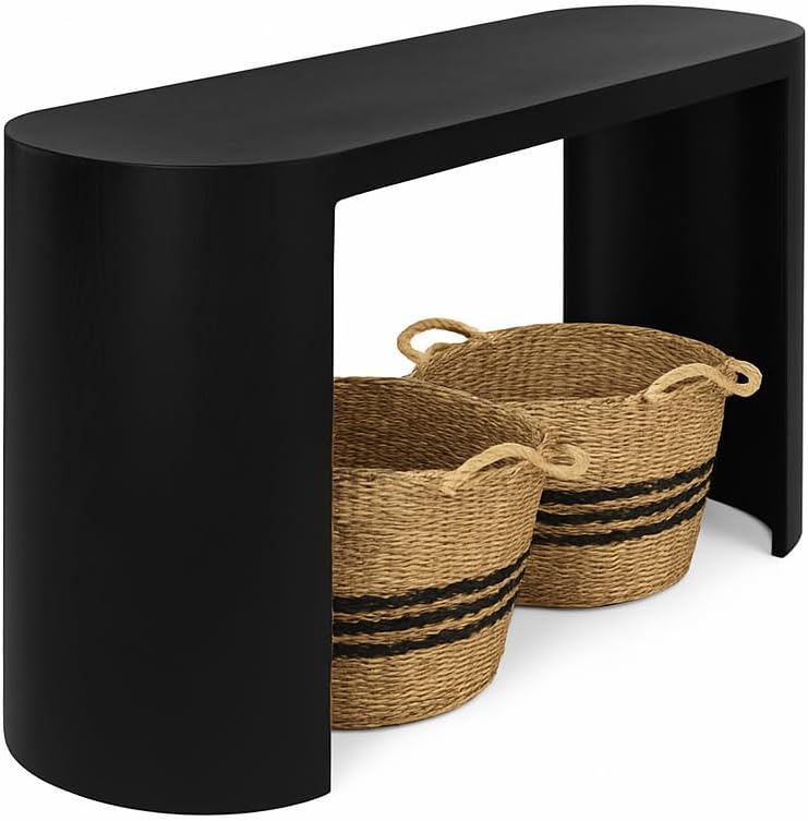 60'' Thick Top Entryway Table, Curved Legs, Support The Installation of Inward-Facing Or Outward-Facing for Sofas, Entryway (Black)