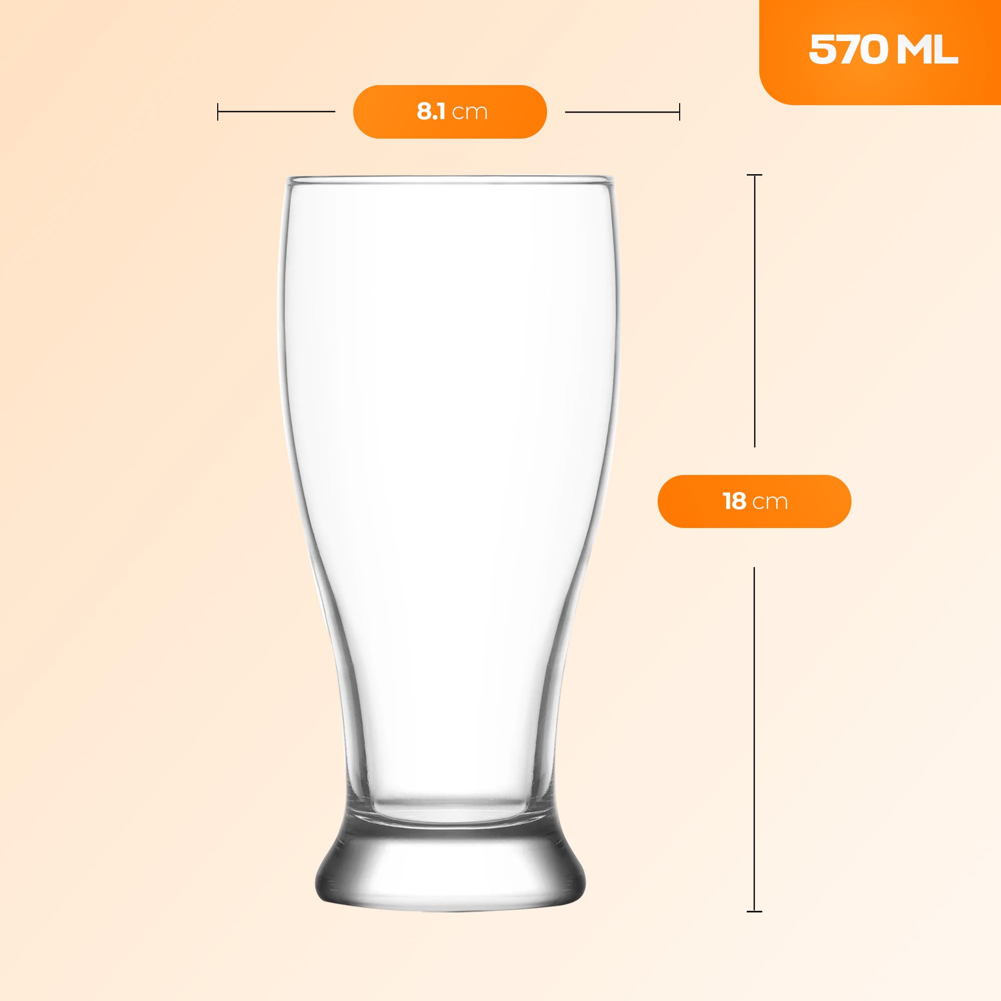 NORDIC SCHILLER Juego de 6 vasos de cerveza de pinta premium, 570 ml, 100 % sin plomo, vasos de trigo, vasos de trigo, vasos de cerveza Pilsner