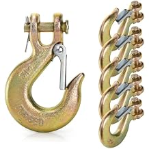 Lawei 6 Pack 5/16 Inch Clevis Slip Hook with Latch, Forged G70 Steel Clevis Safety Hooks, Heavy Duty Chain Grab Hooks for Truck Trailer Winch Transport Tow Chain Hook, 3/4 in Opening,14000 Lb Capacity