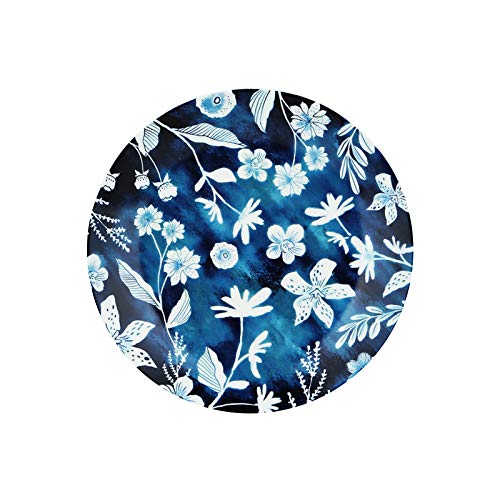 ZYAN 8.125 inch Ceramic Dessert/Salad Plate, Blue Garden Series Round Kitchen Plate for Bread and Snack