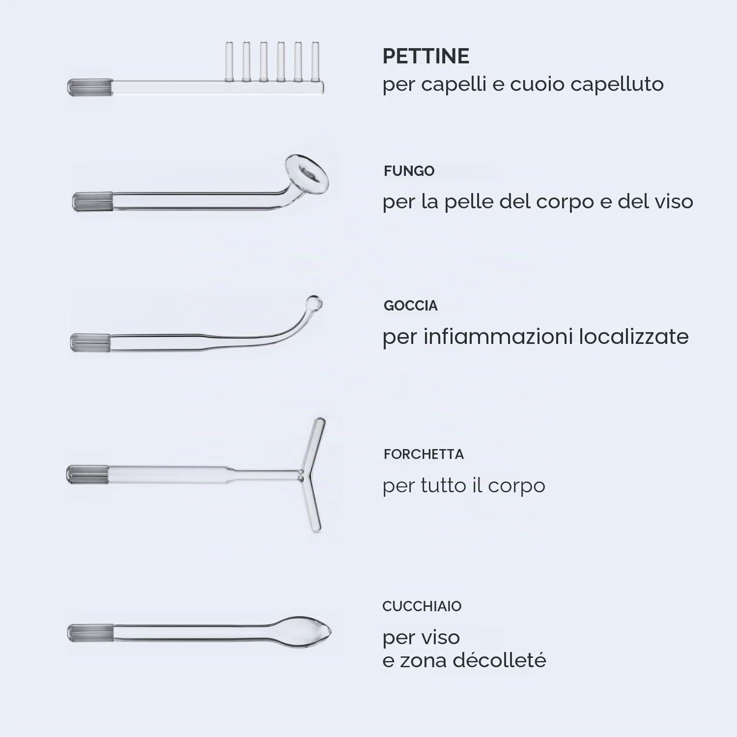 GESS Darsonval 5 in 1 - Asta ad alta frequenza per Capelli e Viso, Gas Argon e Gas Neon, Rimozione dell'Acne, Prevenzione della caduta dei capelli, Rafforzamento della pelle, High Frequency Wand