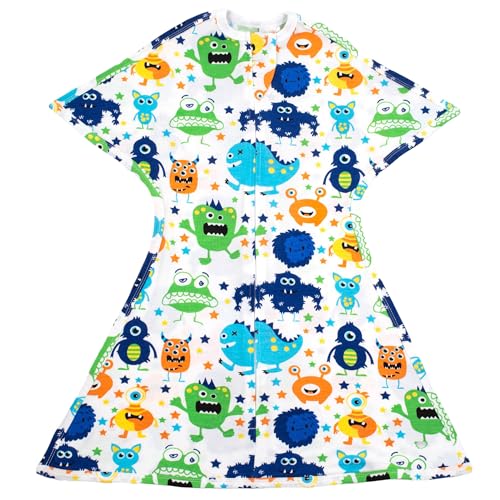 Image of SleepingBaby Zipadee-Zip Transition Swaddle - Cozy Baby Swaddle Blanket with Zipper Convenience - Roomy Wearable Blanket for Easy Diaper Changes - Monster Madness, Small (4-8 Month)