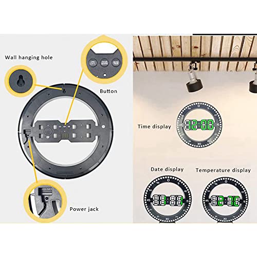Reloj despertador digital LED para pared y dormitorio con sensor de brillo automático 6